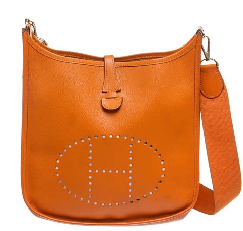 authentic hermes orange tote busket purse|hermes evelyne bag orange.